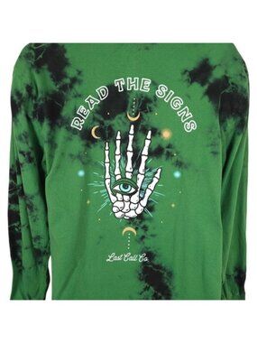 Hamsa Eye In Palm T Shirt Mens Size Large Green Tie Dye Read The Signs